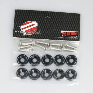 ชุดสกรูเว้นระยะ M6 10 ชิ้น/แพ็ค แหวนรองอะลูมิเนียมสำหรับบังโคลนและสกรูยึดแผ่นป้ายทะเบียน สำหรับการดัดแปลงรถยนต์