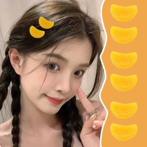 【♡Lovely girls house♡】5Pcs Ins Simulated Orange Flesh Flap Funny Hairpin Hair Clip for Women Cute Bangs Side Clip Creative Hair Accessories