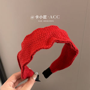 Waves Edge Hong Kong Style Knitted Hairband: Women's High Forehead Headwear & Autumn Winter Face Washing Accessory