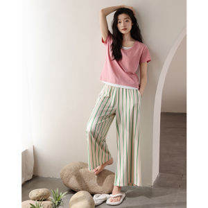 Padded Cool Pink Sleepwear with Short Sleeve and Long Pants