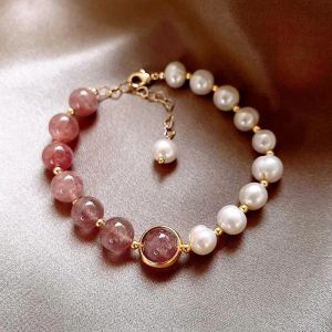 2024 Elegant Baroque Natural Pearl String Bracelet for Woman Luxury Zircon Bee Pendant Bracelet Fashion Girls Sweet Jewelry