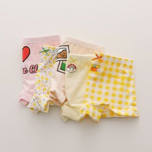 Pure Cotton Childrens Underwear Girls Flat Angle Briefs Short Pants Anti-Bacterial Soft Cotton Fabric Suitable for All Ages