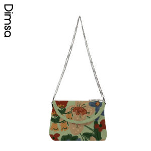 Dianshe X Ear French Style Retro Minimalist Oil Painting Creative Florals Mobile Phone Bag Chain Bag Mini Canvas Bag V786