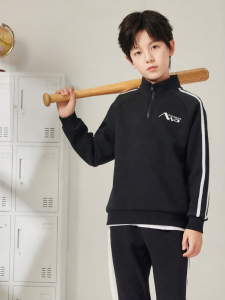 Qiaodan | Áo Hoodie Cổ Đứng Half-Zip Cho Bé Trai Mùa Xuân