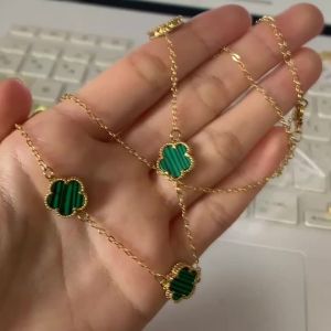 12mm Double sided Natural Stone Sweater Long Chain Plant Five Leaf Flower Jewelry Luxury Hot Selling High Quality Women Clover