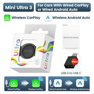 CarlinKit 5.0 Mini Ultra 3 2-In-1 CarPlay Android Auto Wireless Adapter For Wired CarPlay Android Auto Car OTA Upgrade Plug&Play