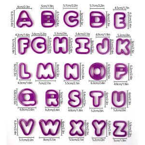 A-Z Letter Biscuit Fondant Cake Decoration Tools 26Pcs Large Alphabet Cookie Cutters DIY Pastry Baking Cake Stamp Embosser Mould