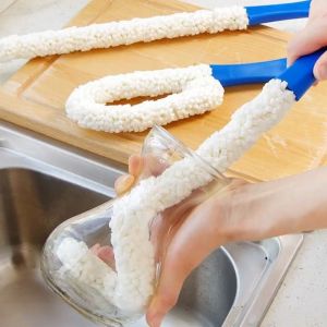 แปรงทำความสะอาด โหลแก้ว ขวดไวน์ วัสดุโฟมผสม ยืดหยุ่นได้ง่าย ทำความสะอาดแจกัน แปรงล้างขวด