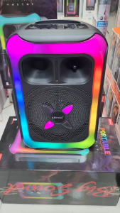 ลำโพงบลูทูธ ดอก8นิ้ว แถมไมค์ลอย1ตัว KTS-2452 ปรับไฟ/เสียงได้ 12W เชื่อม2เครื่องได้ รองรับAUX TF USB มีแบตในตัว ลำโพงไร้สาย เสียงดีเบสแน่น