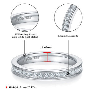 Pretty Beauty Eternity Channel Setting Moissanite Wedding Band S925 Sterling Silver for Women Party 18K Gold Plated Fine Jewelry