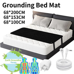 Grounding Mat for Bed PU Leather Grounding Mattress Cover Pads for Sleep Stress/Pain Relief Foot Health Earth Connected Therapy