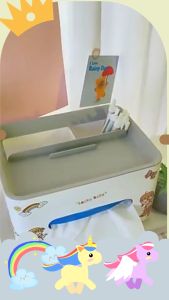 KiMe กล่องทิชชู่ ช่องเก็บมือถือ รีโมท เครื่องสำอางได้ถอดและทำความสะอาดง่าย