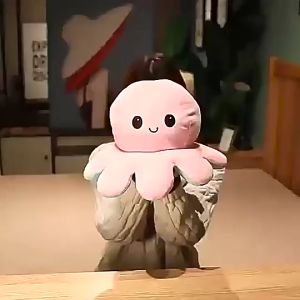 Reversible Flip Stuffed Octopus Plush Doll Soft Simulation Reversible Plush Toy Double-Sided