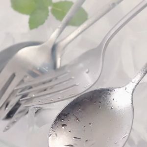 DuduMart 12pcs Korean Spoon and Fork Set Dinner Cutlery Set Stainless Steel Flatware Spoon Fork Set