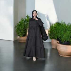 Gamis susun terbaru/gamis jumbo terbaru 2025 Gamis Rempel susun polos/gamis hitam polos ELEGAN /GAMIS Rayon terbaru 2025..