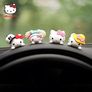 LLSBB 5PCS Cartoon Hello Kitty Doll Car Decoration DIY Sanrio Car Ornaments Kawaii Cute Vehicle Center Console Accessories Car Display Decoration