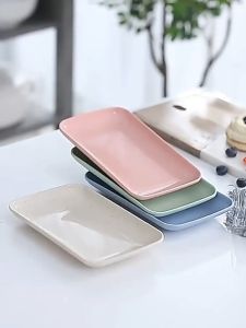 Rectangular Plate Set for Snacks Fruit Wheat Straw Tableware Household Kitchen bowl dish Dinnerware