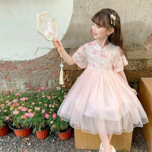 Girls Floral Princess Dress Summer New Style Childrens National Style Improved Design Flag Dress Girls Floral Dress