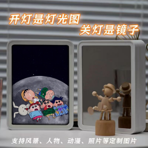 Creative Crayon Shinchan Night Light Bedside Makeup Mirror Decorative Painting Childrens Gift Toy Cartoon Anime Surroundings