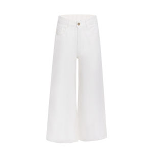 YIKEXIAOYEMEI | Quần Jeans Dáng Suông Thoáng Đai Cao Màu Trắng
