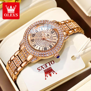 OLEVS | OLEVS 9943 Luxury All Diamond Original Quartz Watch for Women Elegant Rose Gold Stainless Steel Waterproof Ladies Wrist Watches