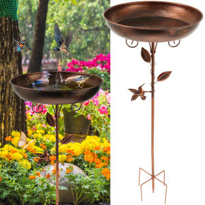 Garden Birdbath 32 Inches Sturdy Iron Outdoor Bird Bath for Outside Vintage Standing Birdbath Bowl for Outdoor Garden Patio Yard