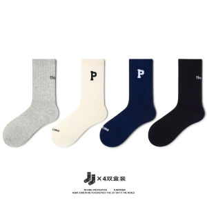Socks for Women Ins Trendy Autumn Tube Socks Minimalist Casual Couple Black and White Korean Style Basketball Sports Men Stockings