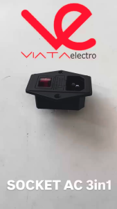 5 BUAH SOCKET AC INLET 3 IN 1 + FUSE HOLDER + SAKLAR LAMPU 4PIN SOKET AC 220V 3IN1 + SWITCH 4 KAKI + FUSE HOLDER ups stabilizer