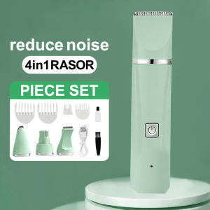 4-in-1 Professional Pet Grooming Kit - Rechargeable Hair Trimmer Nail Grinder 3 Attachment Heads for Dog Cat