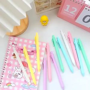 METECH Macaron 0.5mm Style Stationery retractable pen Push Gel Pen Black Ink Sign Pen School Supplie