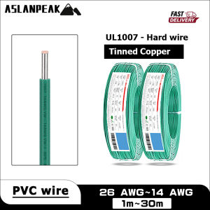 Green UL1007 26-14AWG 1-30m PVC Hard Copper wire Single core copper cable Power Solid core electronic wire 14awg 16awg 18awg