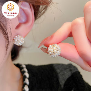 Viviann Original Design French Pearl Flower Earrings Korean Style Crystal Flower Pearl Stud Earrings For Women Girls Sweet Statement Flower Earring Party Jewelry Gifts Wedding jewelry accessories