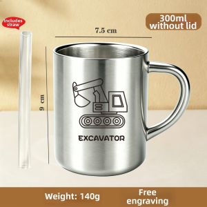 BAORUISHEN | Stainless Steel Childrens Straw Cup with Measurement