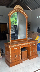 Meja Rias Rawana Kayu Jati Solid dengan Motif Ukir
