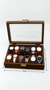 3/6/10/12 Slot Wooden Watch Storage Box Dust Proof Glass Cover Watch Organizer Case Gift for Men Jewelry Display