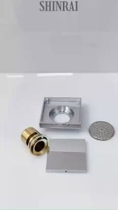 ( Đồng Thau Đúc Siêu Dày - 12*12 CM ) Ga Thoát Sàn  Phễu Thoát Nước Nhà Tắm SHINRAI Mạ Crom Bóng Chống Mùi Hôi TS045