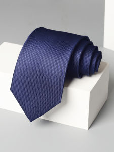 Romguest | Dark Blue Plain Wide Business Tie Handmade