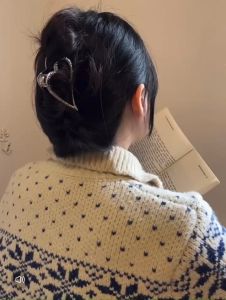 Kẹp tóc kim loại Doudou Kẹp càng cua trái tim phong cách Hàn Quốc Cặp tóc kim loại Kẹp gắp ZJ135