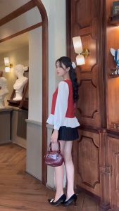 Áo sơ mi nữ phối bèo thân 2 lớp tay dài tiểu thư siêu xinh