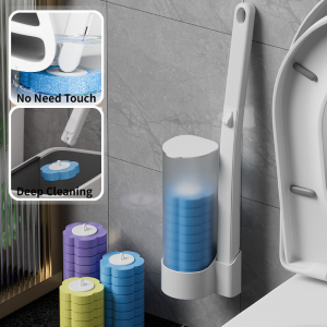 Disposable Toilet Brush Bathroom Floor Scented Cleaner Contactless Toilet Brush Wall Mounted Long Handle Replaceable Brush Head