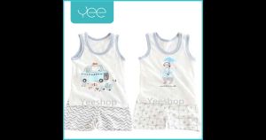 YeeShop ชุดเสื้อกล้ามเด็กผู้ชาย/เด็กผู้หญิงเข้าชุด ลายหมีกางร่ม/ลายรถแท๊กซี่  ไซส์ 130#/3-4ปี 140#/4-5ปี （1103）