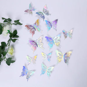 12 Pcs/Set Creative Hollow Butterfly DIY Art Home Wall Decor Wedding Birthday Decoration