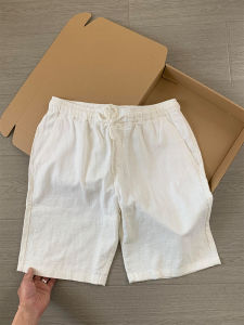 Quần Short Vải Lanh Nam Mùa Hè Mỏng Thoáng Khí Rộng Rãi Ống Đứng Quần Dài Năm Điểm Phong Cách Mỹ Giản Dị Cotton Nguyên Chất