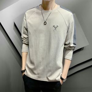 หลวม Fit Long Sleeve Crewneck Mens T-shirt Inner Wear Base Shirt เสื้อสเว็ตเชิ้ต ฤดูใบไม้ผลิ ฤดูใบไม้ร่วง Fashion อินเทรนด์ Anti-bacterial Non-iron Treatment