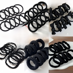 High Elastic Durable Black Tie-up Hair Head Rope Rubber Band Internet Celebrity Female Tie Ponytail Leather Band Elegant Hair Band for Bun Haircut