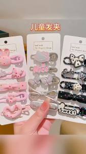 เบลลา (5-pcs) การ์ตูนกิ๊บติดผมน่ารักโดพามีนเกิร์ลกิ๊บติดผมม้าผ้าโพกศีรษะหวาน