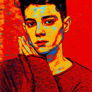 Tranh Nghệ thuật "Chàng Trai Màu Đỏ" VIETSMART ART - Sơn dầu 60 x 70cm