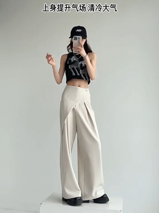 Women's Korean Style High Waist Wide Leg Casual Suit Pants-Comfortable  Loose Fit Perfect for Office