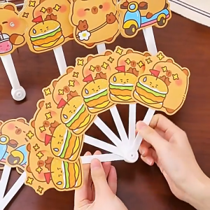 Kipas Lipat 卡皮巴拉六折扇 Capybara 6-Fold Folding Hand Fan INS可爱卡通便携扇子 Cartoon Portable Cooling Fan Summer