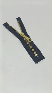 Resleting Zipper YKK 125 cm Atau 5 inch Hitam - Gold Emas Slider Oval Type Gigi Besi Harga Per Biji